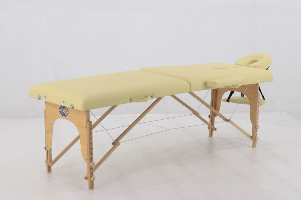 Массажный стол складной MED-MOS JF-AY01 2-х секционный, деревянная рама, бежевый (60)